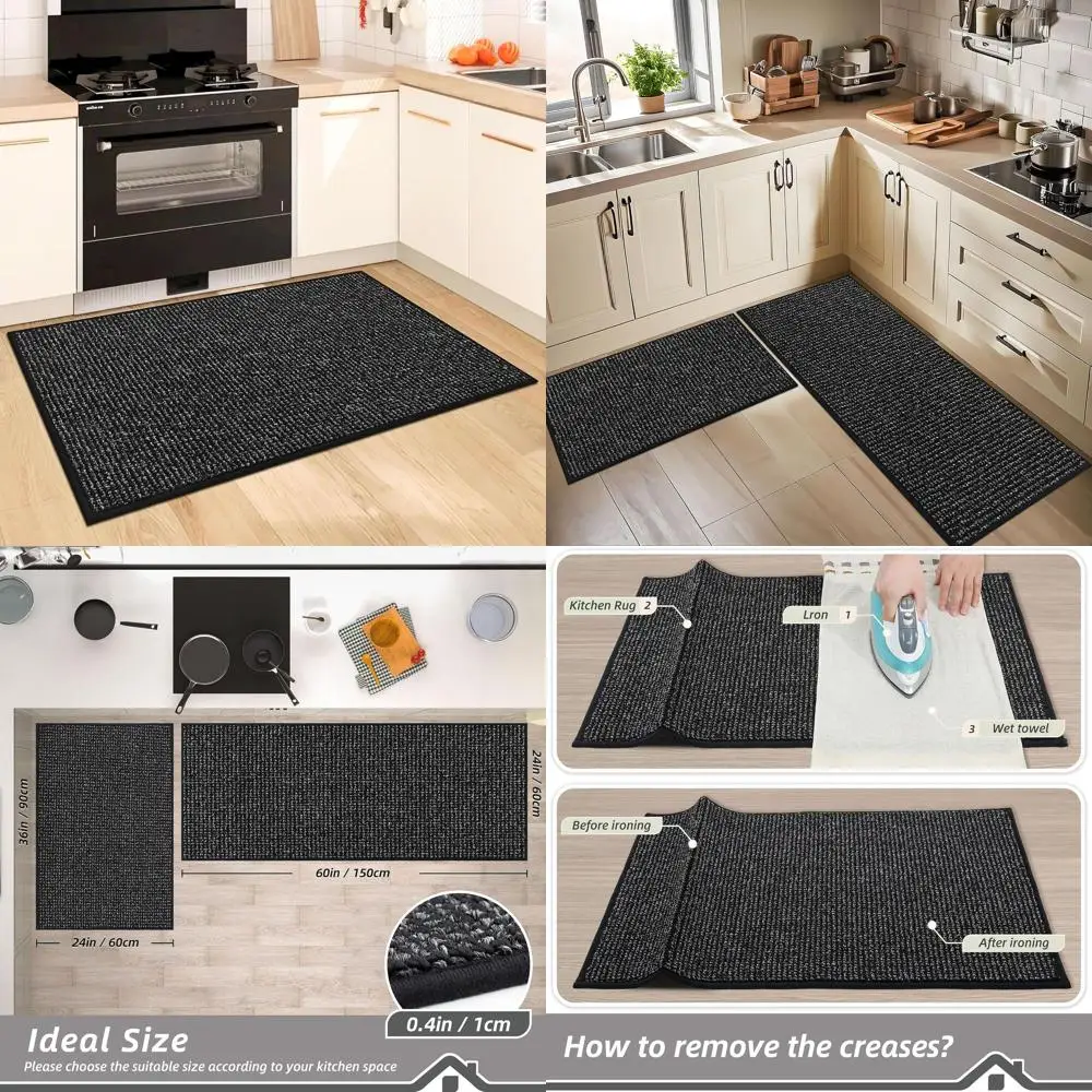 Набор из 2 нескользящих кухонных ковриков, впитывающих и небьющиеся коврики, коврики, которые можно стирать в машине, 24x36 + 24x60, черные
Набор из 2 нескользящих кухонных ковриков, впитывающих и небьющиеся коврики, коврики, которые можно стирать в машине, 24x36 + 24x60, черные