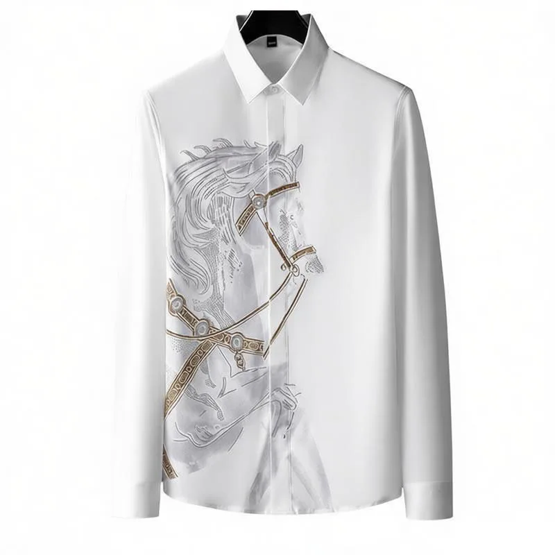 Rhinestone Embellishment Horse Printed Long Sleeve Shirt For Men White / Black Wrinkle-Free Dress Shirts
Rhinestone Embellishment Horse Printed Long Sleeve Shirt For Men White / Black Wrinkle-Free Dress Shirts