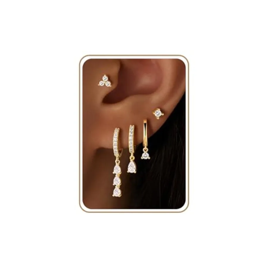 M MOOHAM Gold Dangle Earrings Set for Women, Hypoallergenic 14K Real Gold Plated Drop Dangling Earrings Stack Dainty CZ hoop Ea
M MOOHAM Gold Dangle Earrings Set for Women, Hypoallergenic 14K Real Gold Plated Drop Dangling Earrings Stack Dainty CZ hoop Ea