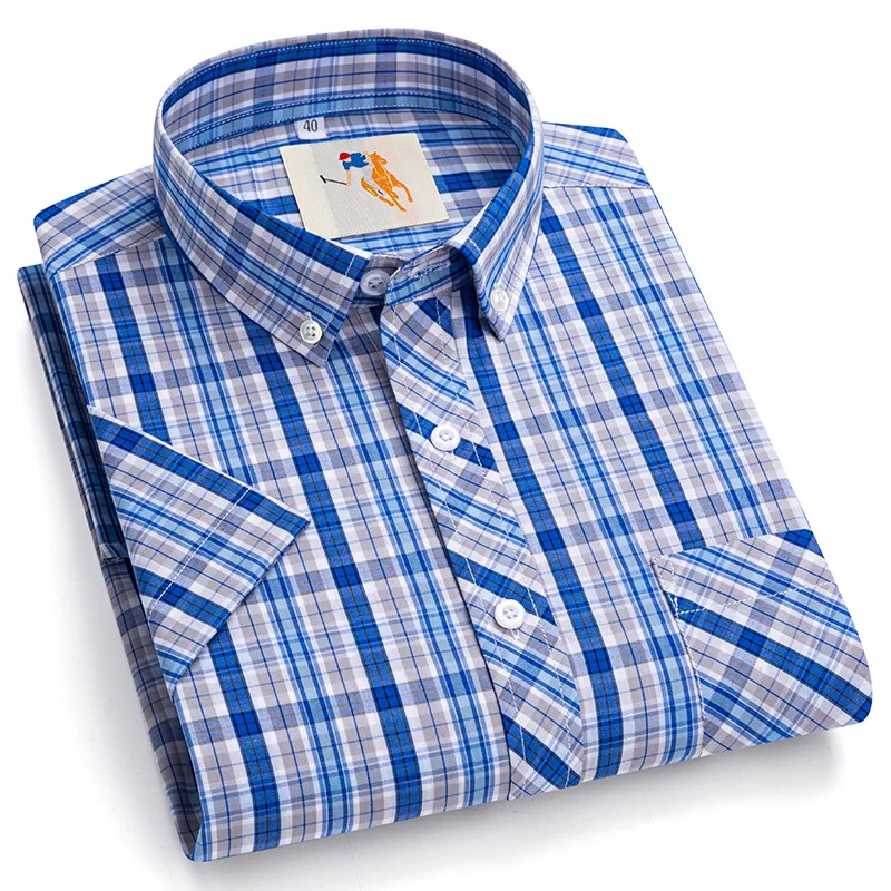 Summer new 100% pure cotton thin checkered short-sleeved shirt 8XL large-sized men's business casual high-end no-iron shirt 
Summer new 100% pure cotton thin checkered short-sleeved shirt 8XL large-sized men's business casual high-end no-iron shirt