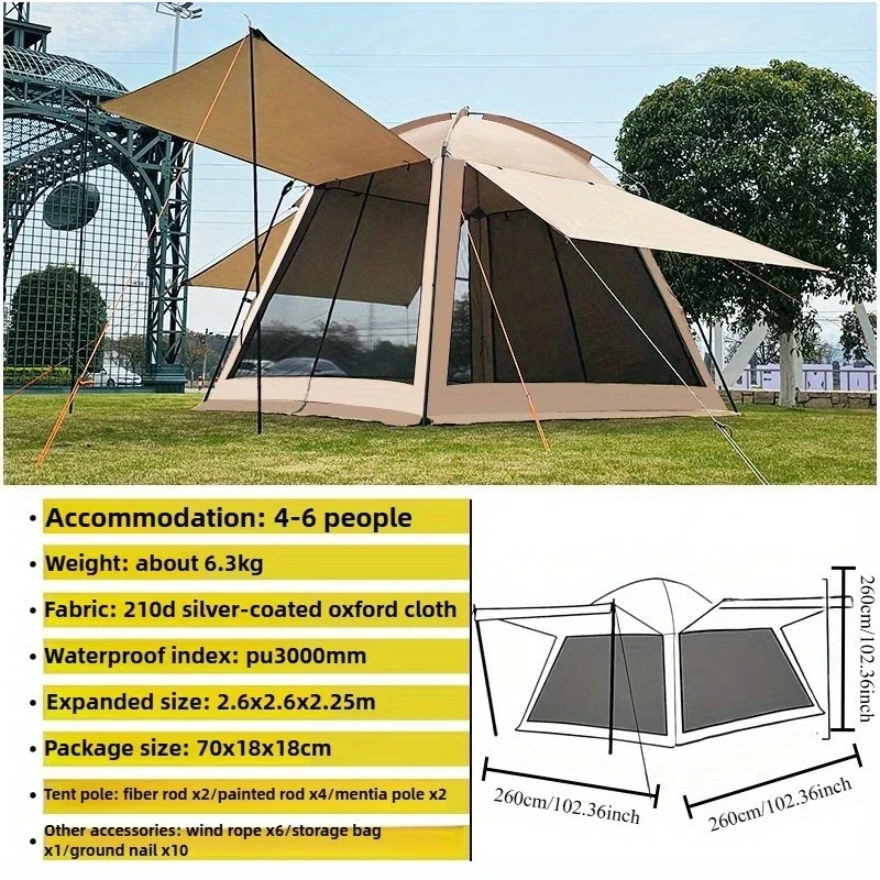 Outdoor Camping Tent Sun Shelter Canopy with Mesh Screen Mosquito Proof Waterproof UV Shade Awning 4 Season Family Gazebo
Outdoor Camping Tent Sun Shelter Canopy with Mesh Screen Mosquito Proof Waterproof UV Shade Awning 4 Season Family Gazebo