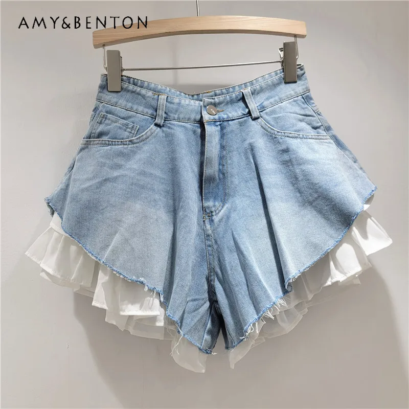 Niche Stylish High Waist Wide Leg Denim Shorts Women Ins Style Fake Two Piece Casual Booty Pants Daily Fashion Slim Short Jeans
Niche Stylish High Waist Wide Leg Denim Shorts Women Ins Style Fake Two Piece Casual Booty Pants Daily Fashion Slim Short Jeans