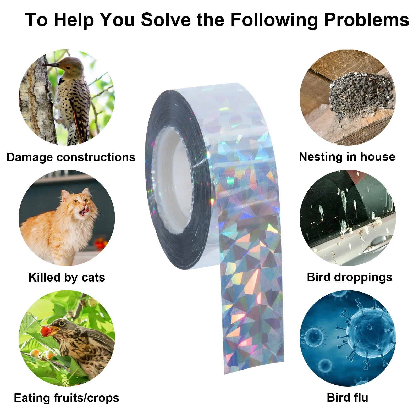 90M Scare Bird Tape Anti Bird Repellent Flashing Reflective Tape Dual-sided Reflective for Garden Farm Bird Fox Pigeons Repeller
90M Scare Bird Tape Anti Bird Repellent Flashing Reflective Tape Dual-sided Reflective for Garden Farm Bird Fox Pigeons Repeller
