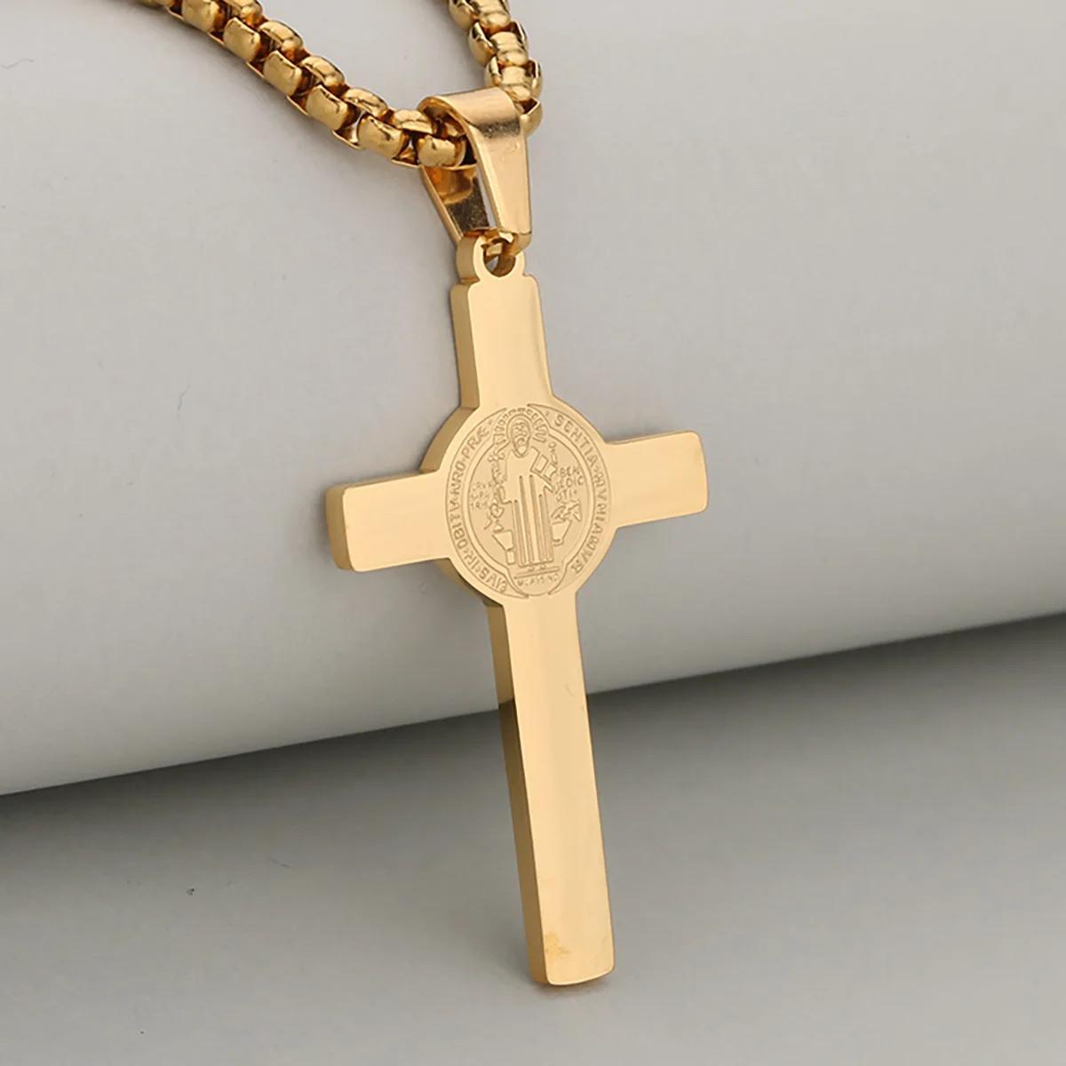 Vintage Classic Prayer St. Benedict Stainless Steel Cross Religious Pendant Necklace For Men And Women
Vintage Classic Prayer St. Benedict Stainless Steel Cross Religious Pendant Necklace For Men And Women