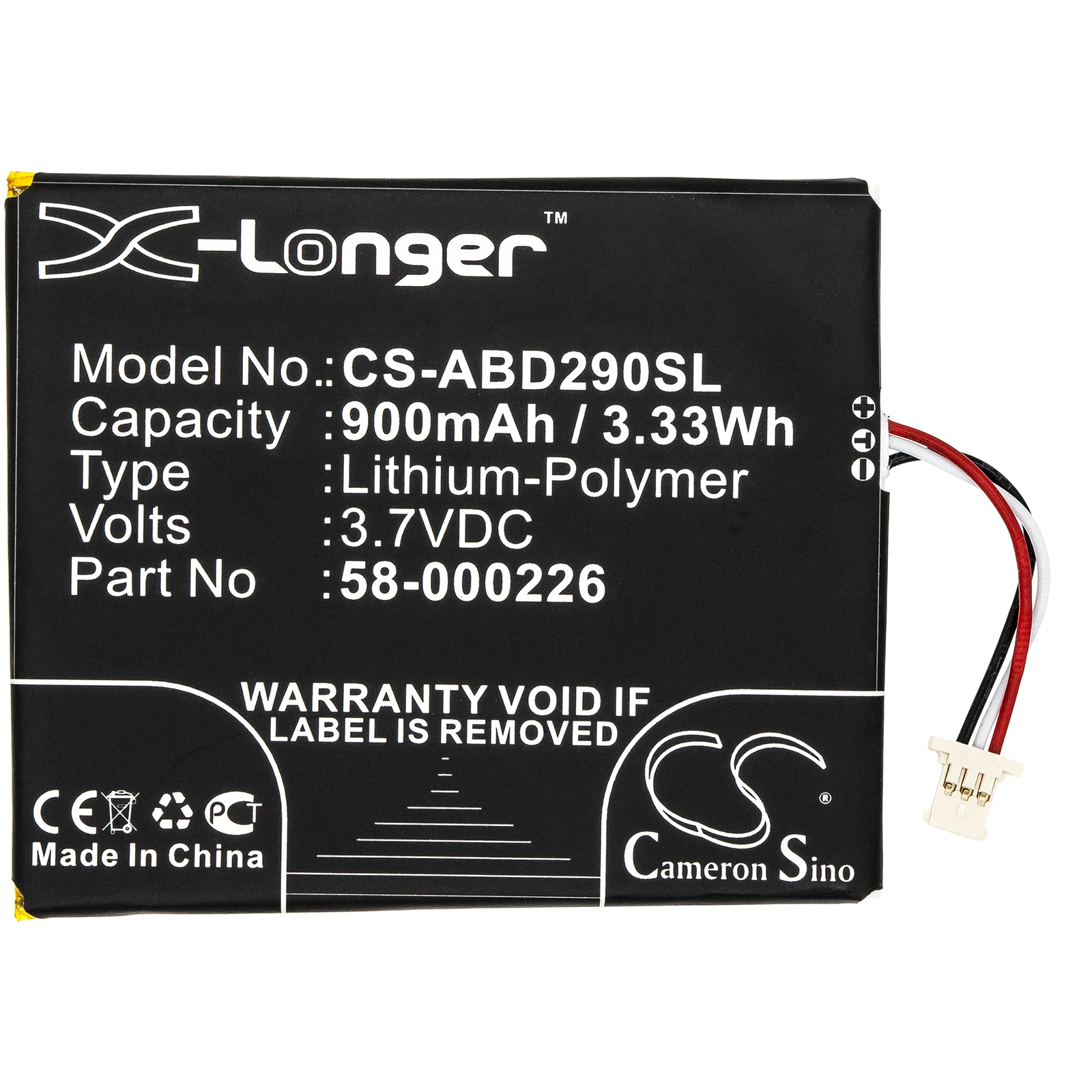 Li-Polymer E-book, E-reader Battery for Amazon, 3.7V, 900mAh, Compatible Models: 53-014490, B07DLPWYB7, J9G29R, Kindle 10th
Li-Polymer E-book, E-reader Battery for Amazon, 3.7V, 900mAh, Compatible Models: 53-014490, B07DLPWYB7, J9G29R, Kindle 10th
