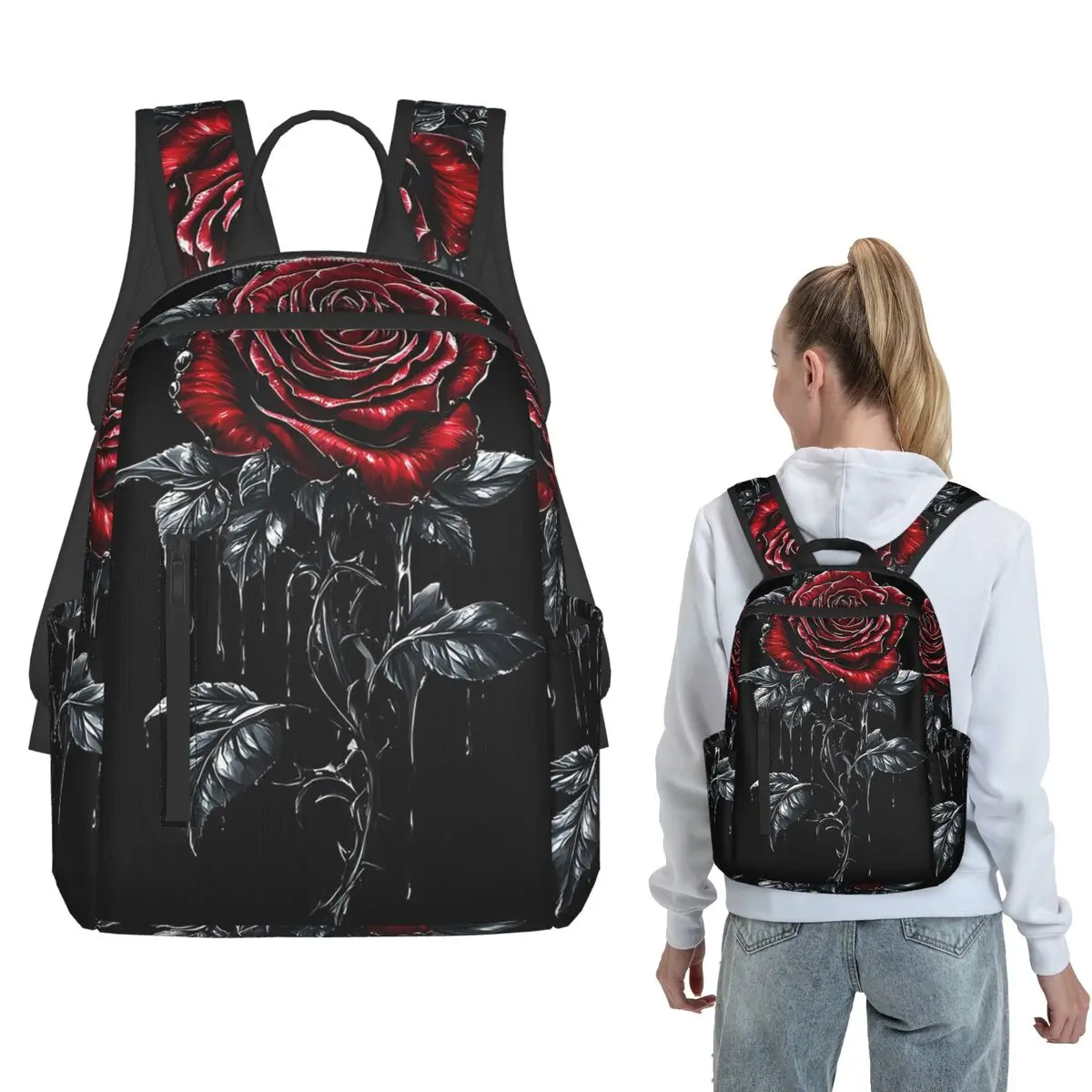 Gothic Black Rose And Blood Backpack Daypack Kids BookBag School Bag Shoulder Bags for Men Women
Gothic Black Rose And Blood Backpack Daypack Kids BookBag School Bag Shoulder Bags for Men Women