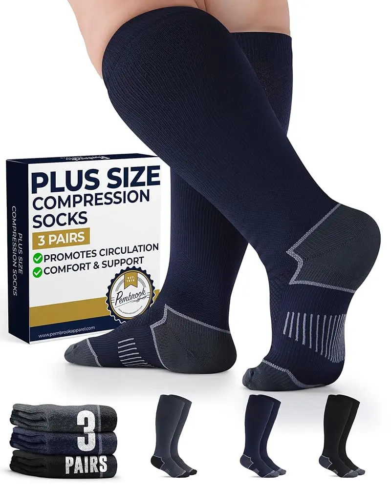 3 Pairs Plus Size Wide Calf Compression Socks 20-30mmHg Knee High Athletic Sports Support Socks for Men Women Running Cycling Flight Travel Nurse Edema Swelling Relief Pressure Hosiery
3 Pairs Plus Size Wide Calf Compression Socks 20-30mmHg Knee High Athletic Sports Support Socks for Men Women Running Cycling Flight Travel Nurse Edema Swelling Relief Pressure Hosiery