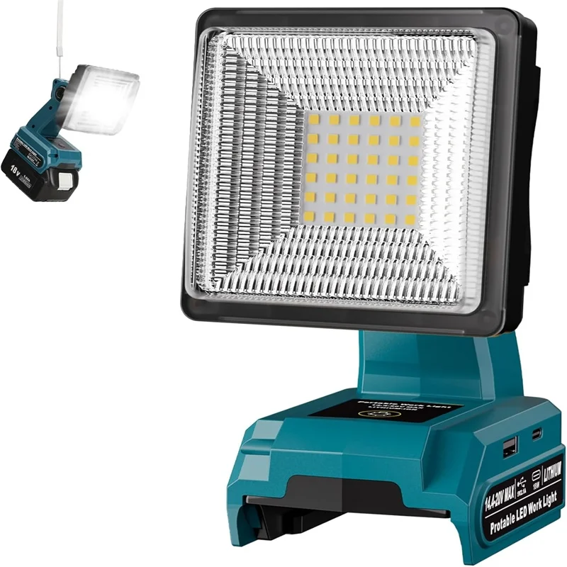 Светодиодный рабочий фонарь 1500LM для аккумулятора Makita 14,4 В, 18 В, 25 Вт, прожектор с портами USB и Type-C, беспроводной светодиодный фонарь для экстренных случаев
Светодиодный рабочий фонарь 1500LM для аккумулятора Makita 14,4 В, 18 В, 25 Вт, прожектор с портами USB и Type-C, беспроводной светодиодный фонарь для экстренных случаев