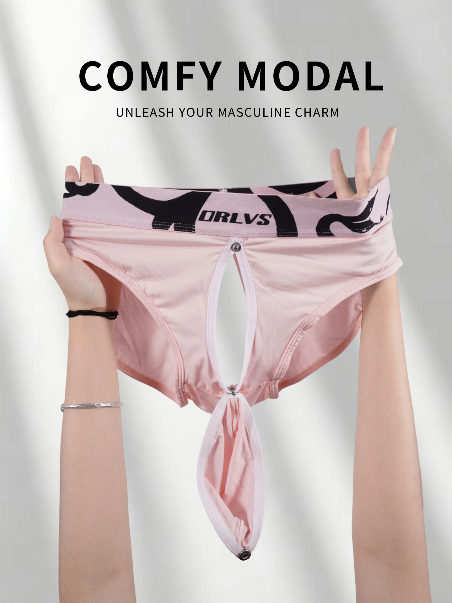 Men's Modal Open Crotch Briefs, ORLVS Snake Print Waistband Low Rise Sexy Detachable Underwear, Snap Closure Lingerie
Men's Modal Open Crotch Briefs, ORLVS Snake Print Waistband Low Rise Sexy Detachable Underwear, Snap Closure Lingerie