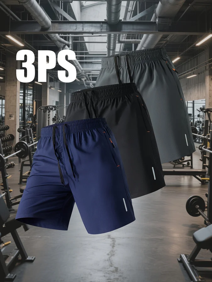 Three-Pack Men's Athletic Casual Shorts, Gym Preferred Solid Color Breathable Quick-Dry Sports Style
Three-Pack Men's Athletic Casual Shorts, Gym Preferred Solid Color Breathable Quick-Dry Sports Style