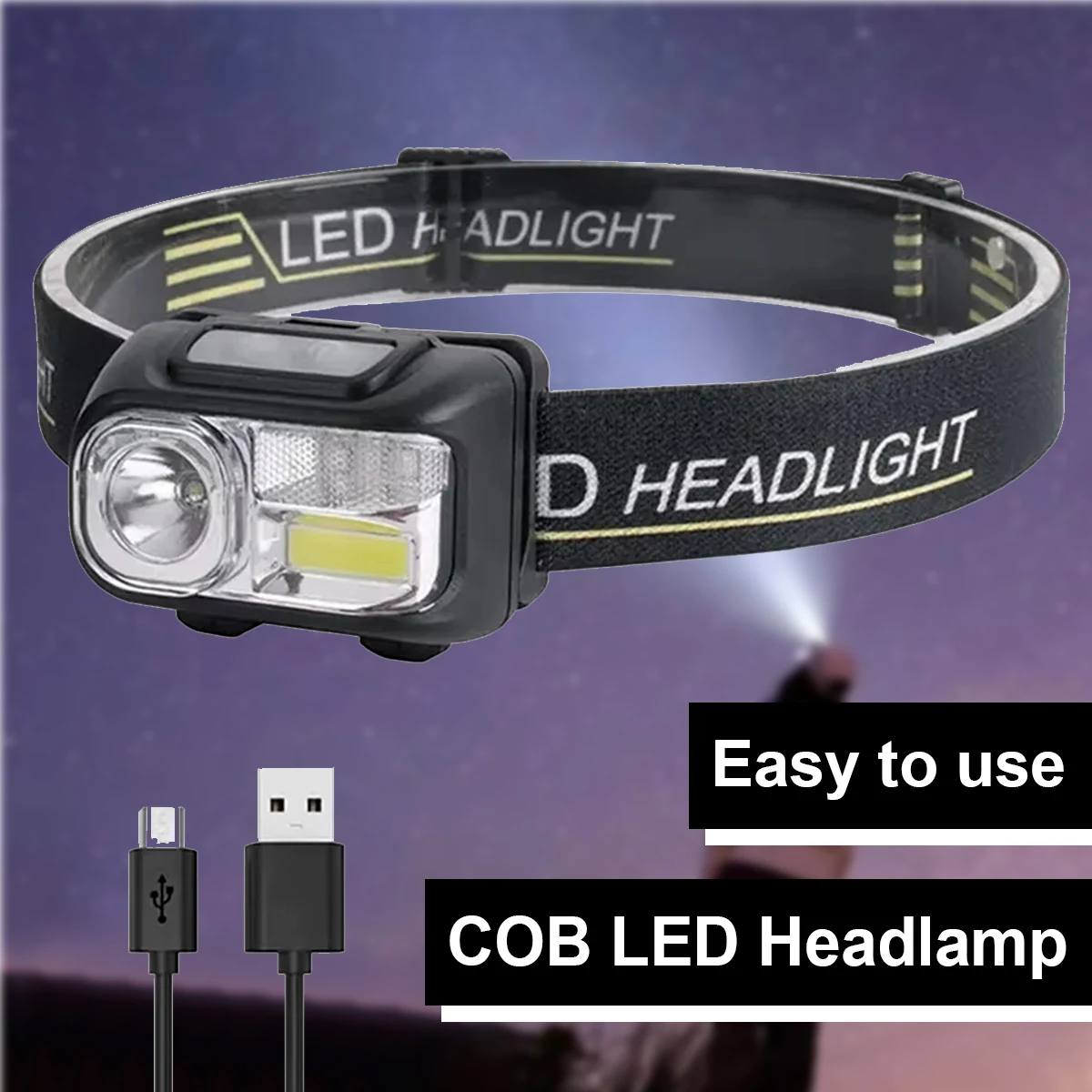 Rechargeable 5 Modes Led Cob Headlamp Camping Outdoor Portable Working Lights Usb Charging Emergency Warning Headlight Head Work
Rechargeable 5 Modes Led Cob Headlamp Camping Outdoor Portable Working Lights Usb Charging Emergency Warning Headlight Head Work