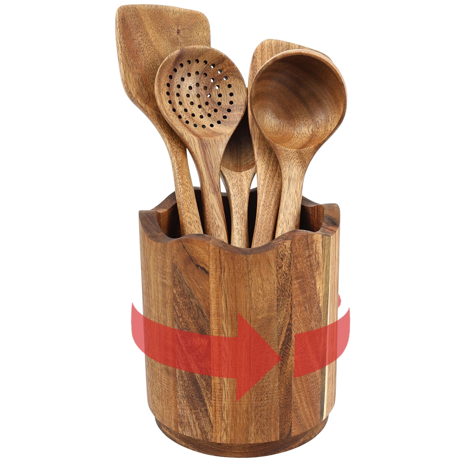 Wooden 360-Degree Rotating Utensil Holder Kitchen Cutlery Organizer Multipurpose Storage Bin for Makeup Brush Stationery Home
Wooden 360-Degree Rotating Utensil Holder Kitchen Cutlery Organizer Multipurpose Storage Bin for Makeup Brush Stationery Home