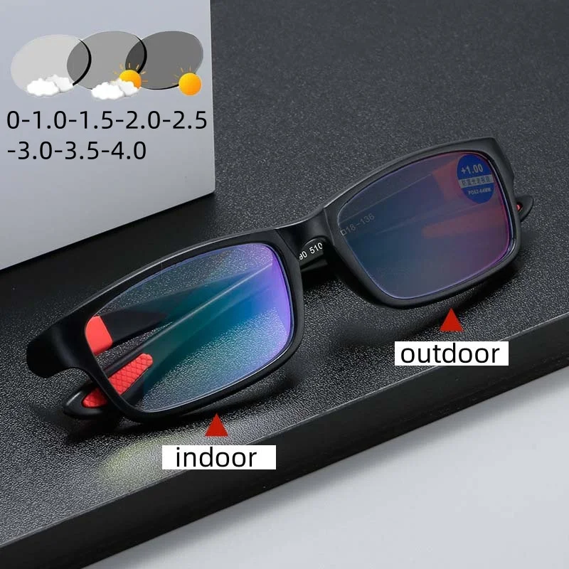 Photochromic Myopia Glasses for Men Women Sports Anti-blue Light Near Sight Eyewear Color Changing Black Red Frame Eyeglasses
Photochromic Myopia Glasses for Men Women Sports Anti-blue Light Near Sight Eyewear Color Changing Black Red Frame Eyeglasses