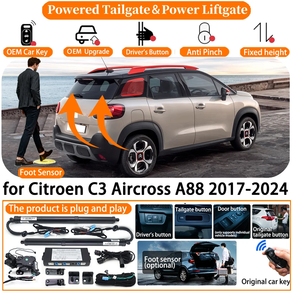 Car OEM Powered Tailgate system for Citroen C3 Aircross A88 2017-2024 Automatic Electric Power Tailgate Strut Tail Gate Lift kit
Car OEM Powered Tailgate system for Citroen C3 Aircross A88 2017-2024 Automatic Electric Power Tailgate Strut Tail Gate Lift kit