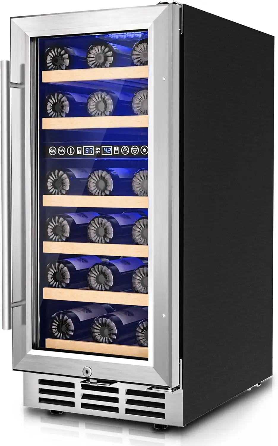 15 Inch Dual Zone Wine Fridge, 30 Bottles Under Counter Wine Cooler Refrigerator with Double-Layer Glass Door for Home Office
15 Inch Dual Zone Wine Fridge, 30 Bottles Under Counter Wine Cooler Refrigerator with Double-Layer Glass Door for Home Office