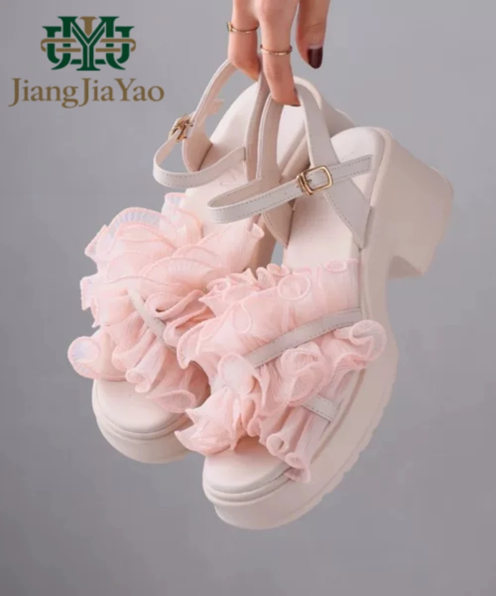Ladies' Retro Fungus Edge Lotus Leaf Edge Sandals Cross Lace Ribbon Thick Sole Shoe Sponge High Heel Japanese style Women's Shoe
Ladies' Retro Fungus Edge Lotus Leaf Edge Sandals Cross Lace Ribbon Thick Sole Shoe Sponge High Heel Japanese style Women's Shoe