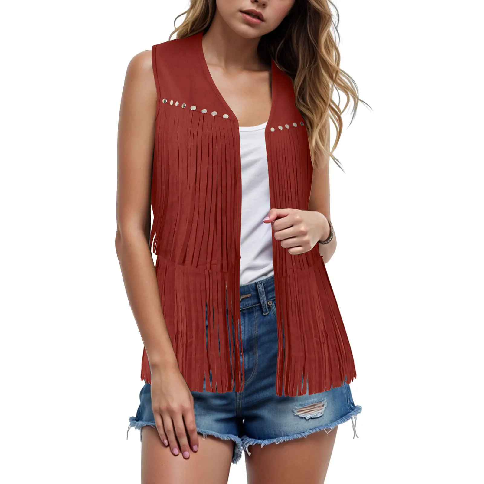 Womens Fringe Faux Suede Vests Vintage Western Style Tassel Open Front Hippies Outerwear Streetwear Sleeveless Jakcets For Women
Womens Fringe Faux Suede Vests Vintage Western Style Tassel Open Front Hippies Outerwear Streetwear Sleeveless Jakcets For Women