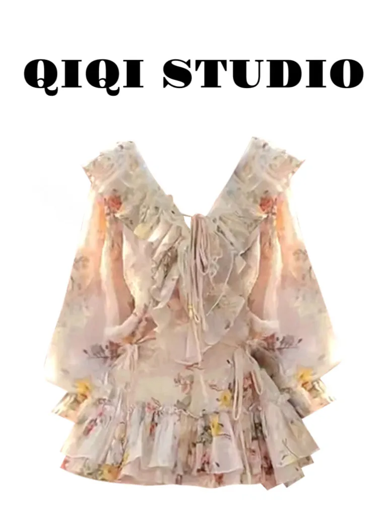 Floral Print V-Neck Tie Waist Maxi Dress Women plus Size Casual Style Long Sleeve UV Protection Ambient Design Slimming Effect
Floral Print V-Neck Tie Waist Maxi Dress Women plus Size Casual Style Long Sleeve UV Protection Ambient Design Slimming Effect
