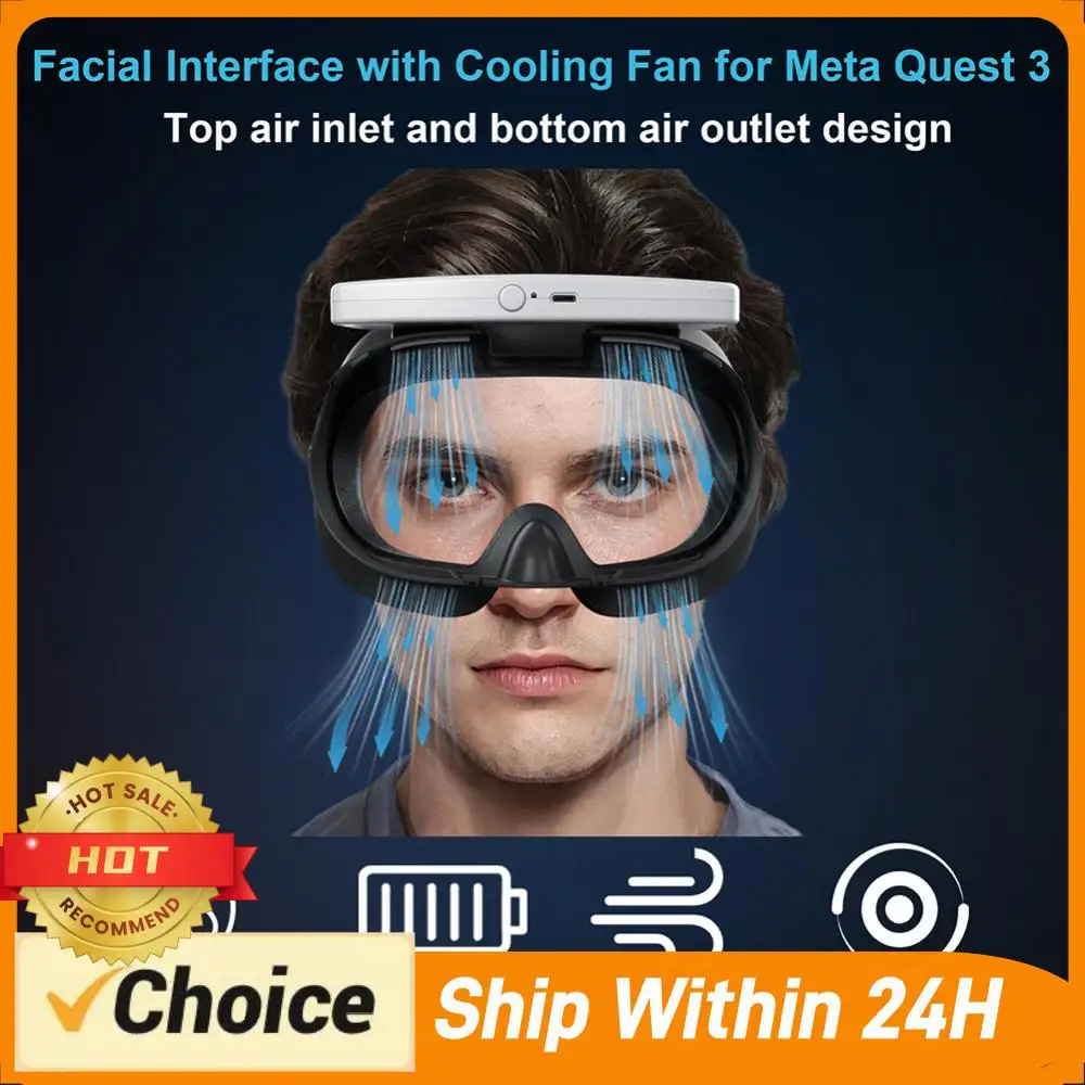 Вентилятор для охлаждения VR-гарнитуры Meta Quest 3 с 3 скоростями, дышащая маска-накладка с подушкой из полиуретана для лица
Вентилятор для охлаждения VR-гарнитуры Meta Quest 3 с 3 скоростями, дышащая маска-накладка с подушкой из полиуретана для лица