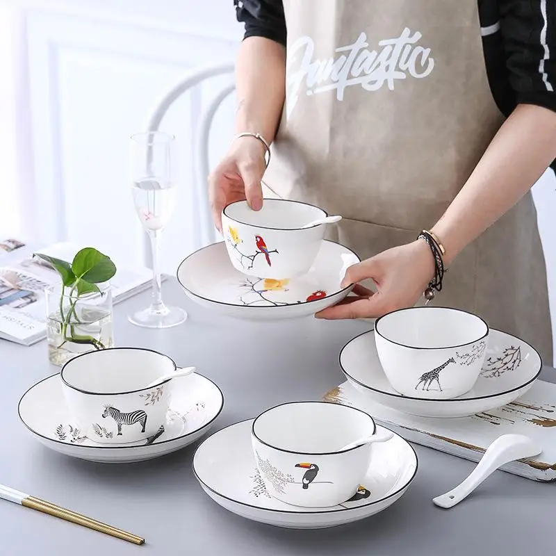 New Creative Ceramic Dining Set Cartoon Animal Bowl Spoon Home Use Rice Bowl Dish Plate Dining Utensils Gift Set
New Creative Ceramic Dining Set Cartoon Animal Bowl Spoon Home Use Rice Bowl Dish Plate Dining Utensils Gift Set