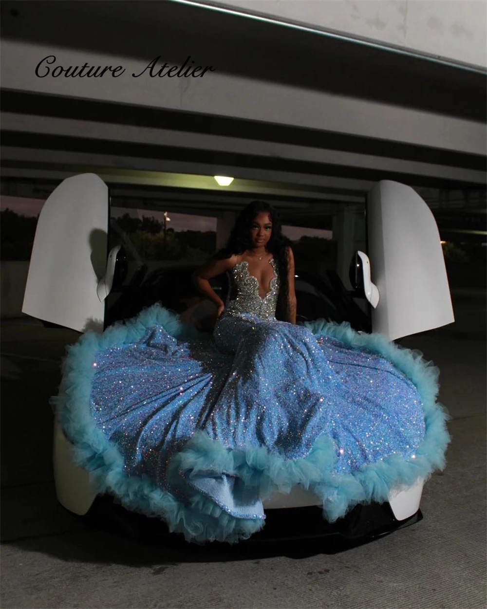 Ice Blue Sequin Tulle Train Prom Dresses Silver Rhinestones Mermaid Elegant Dress Wedding Party Beaded Formal Gown Customized
Ice Blue Sequin Tulle Train Prom Dresses Silver Rhinestones Mermaid Elegant Dress Wedding Party Beaded Formal Gown Customized