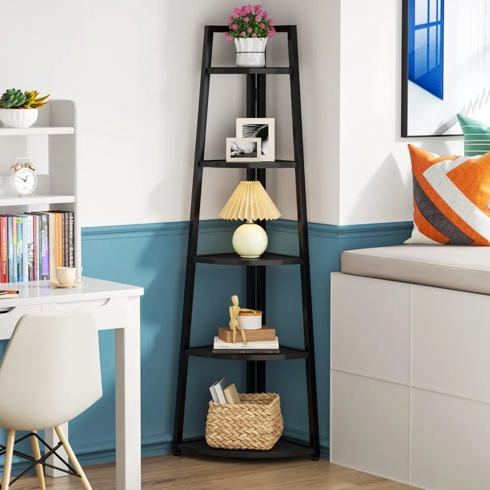 5 Tier Corner Bookshelf and Bookcase,70 inch Tall Corner Shelves Standing Shelving Unit Indoor Plant Stand for Living Room Black
5 Tier Corner Bookshelf and Bookcase,70 inch Tall Corner Shelves Standing Shelving Unit Indoor Plant Stand for Living Room Black