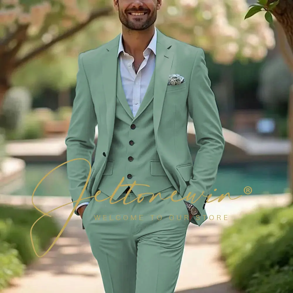 Casual Men's Suits Notched Lapel 3 Pieces Blazer Vest Pants Set Light Green Tuxedos Suits for Men Formal Wedding Suits for Men
Casual Men's Suits Notched Lapel 3 Pieces Blazer Vest Pants Set Light Green Tuxedos Suits for Men Formal Wedding Suits for Men