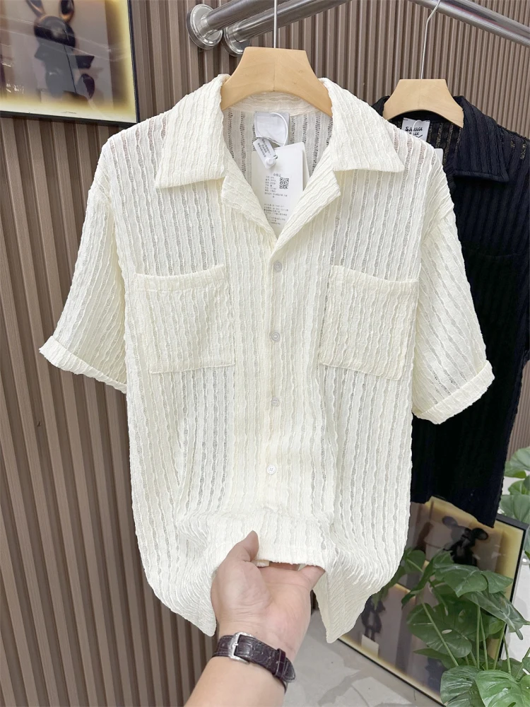 European Style! 2025 Summer New Hollow out Knitted Short Sleeve Men's Shirt Thin Sun Protection Shirt Breathable Polyester Fiber
European Style! 2025 Summer New Hollow out Knitted Short Sleeve Men's Shirt Thin Sun Protection Shirt Breathable Polyester Fiber