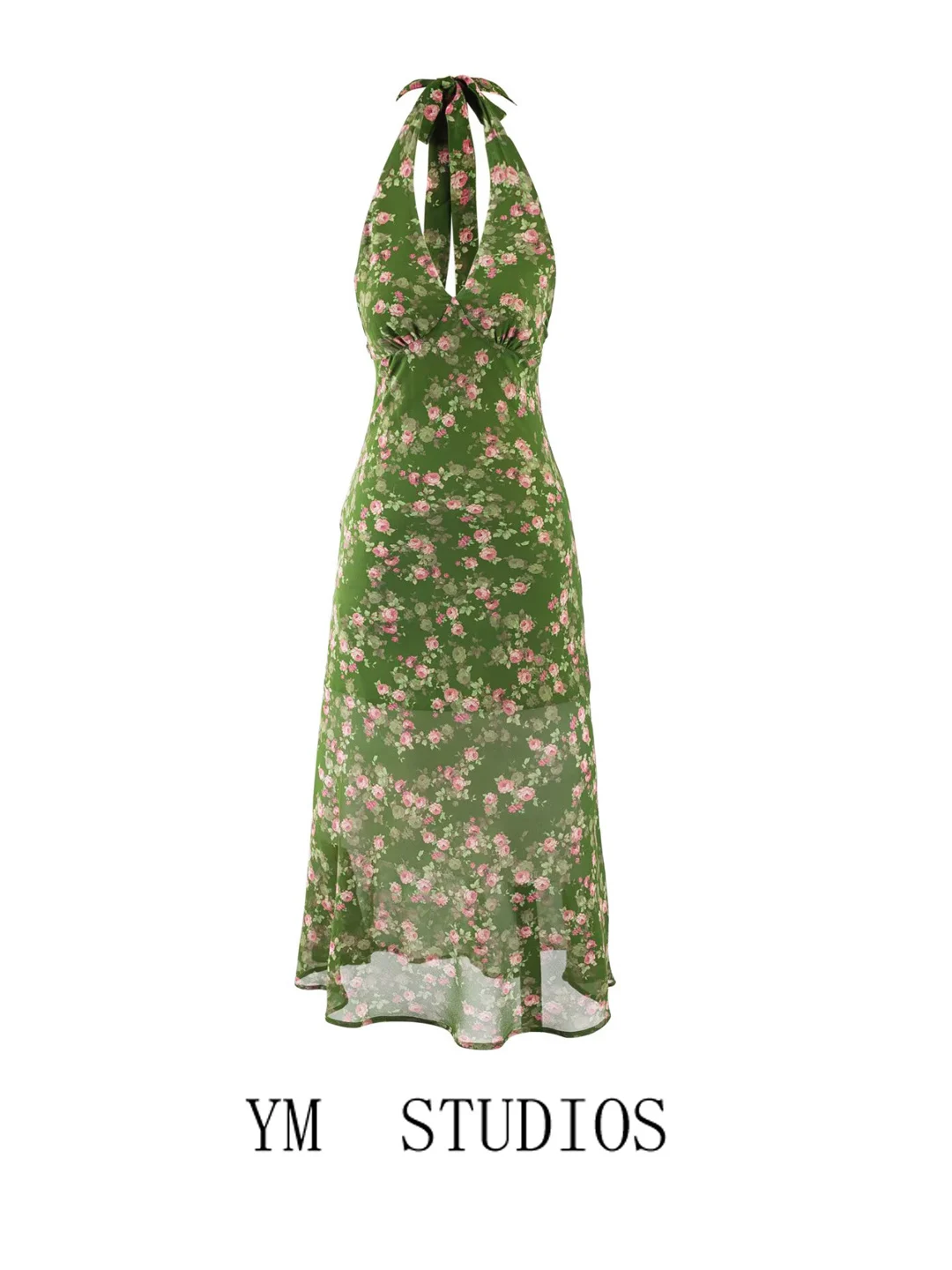 Beachy Green Floral Tie Neck Long Skirt Dress Breathable Beautiful V-Neck Backless Chiffon Dress Summer Holiday Style High Waist
Beachy Green Floral Tie Neck Long Skirt Dress Breathable Beautiful V-Neck Backless Chiffon Dress Summer Holiday Style High Waist