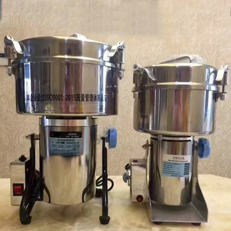 Pulverizer 4500g Chinese Herbal Medicine Pulverizing Machine Commercial Whole Grain mill Stainless Steel Powder Grinder
Pulverizer 4500g Chinese Herbal Medicine Pulverizing Machine Commercial Whole Grain mill Stainless Steel Powder Grinder