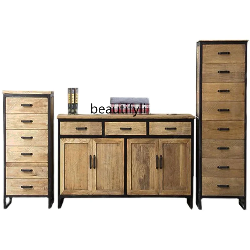 lAmerican country solid wood retro industrial style storage cabinet drawer side storage locker
lAmerican country solid wood retro industrial style storage cabinet drawer side storage locker