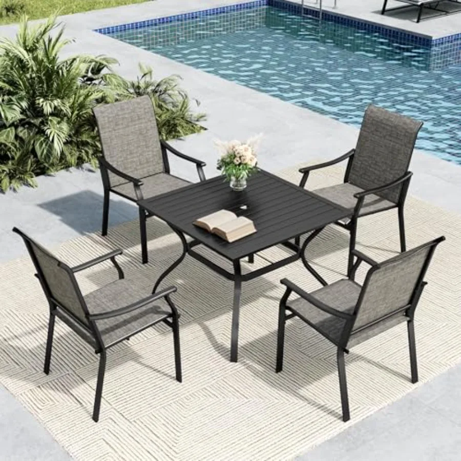 Комплект садовой мебели для патио из 5 предметов: 4 плетеные кресла и 1 квадратный стол из прочного металла, всепогодный
Комплект садовой мебели для патио из 5 предметов: 4 плетеные кресла и 1 квадратный стол из прочного металла, всепогодный