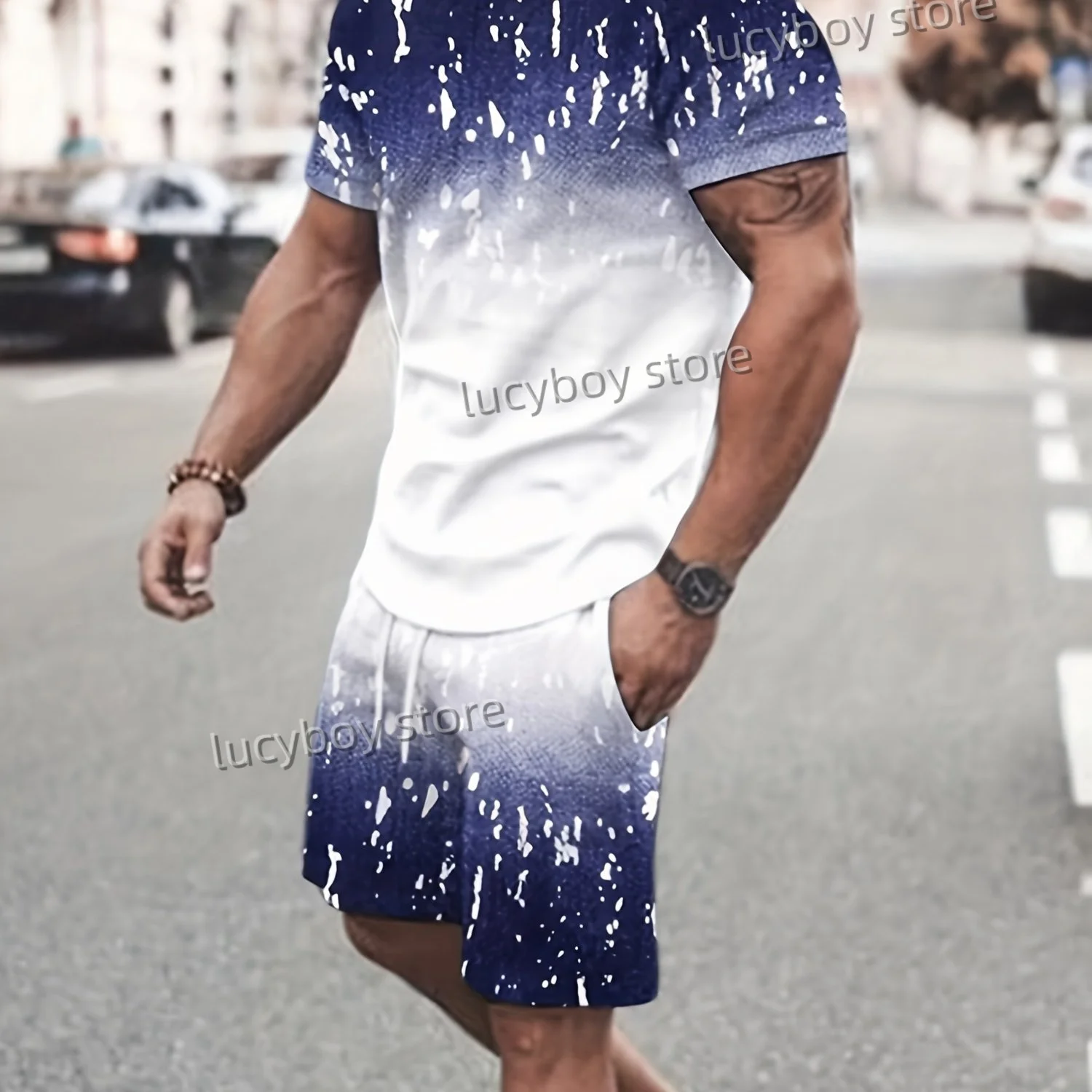 Gradient color Printed Sport T-shirt+shorts Suit Set Men Male Casual Tracksuit Outfit Sport Oversized 2 Piece Set Clothes
Gradient color Printed Sport T-shirt+shorts Suit Set Men Male Casual Tracksuit Outfit Sport Oversized 2 Piece Set Clothes