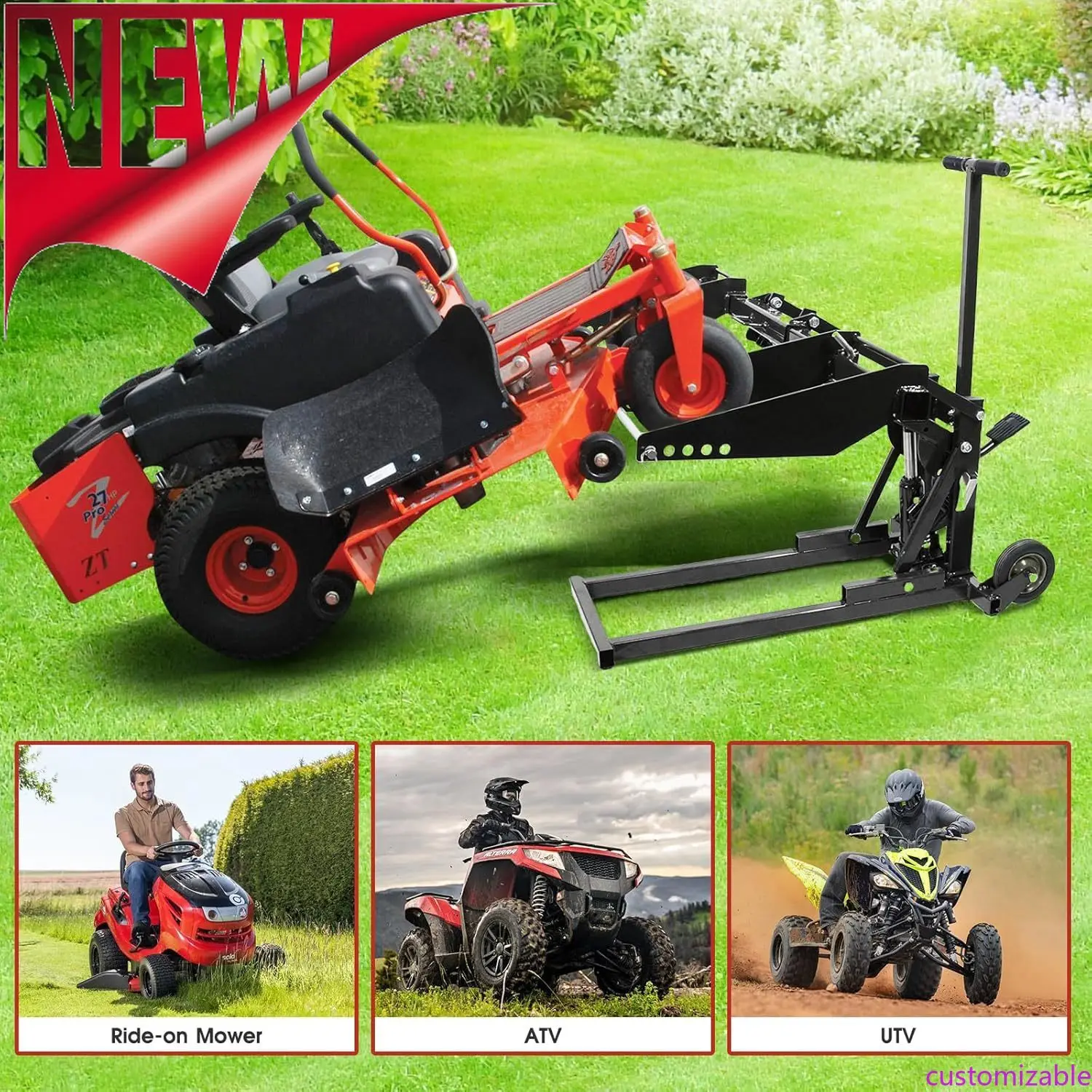Customizable Hydraulic Lawn Mower Lift Jack, 550 Lb Capacity,Up To 23" Lifting Height For Zero Turn, Riding Mowers, Lawn Tractor
Customizable Hydraulic Lawn Mower Lift Jack, 550 Lb Capacity,Up To 23" Lifting Height For Zero Turn, Riding Mowers, Lawn Tractor