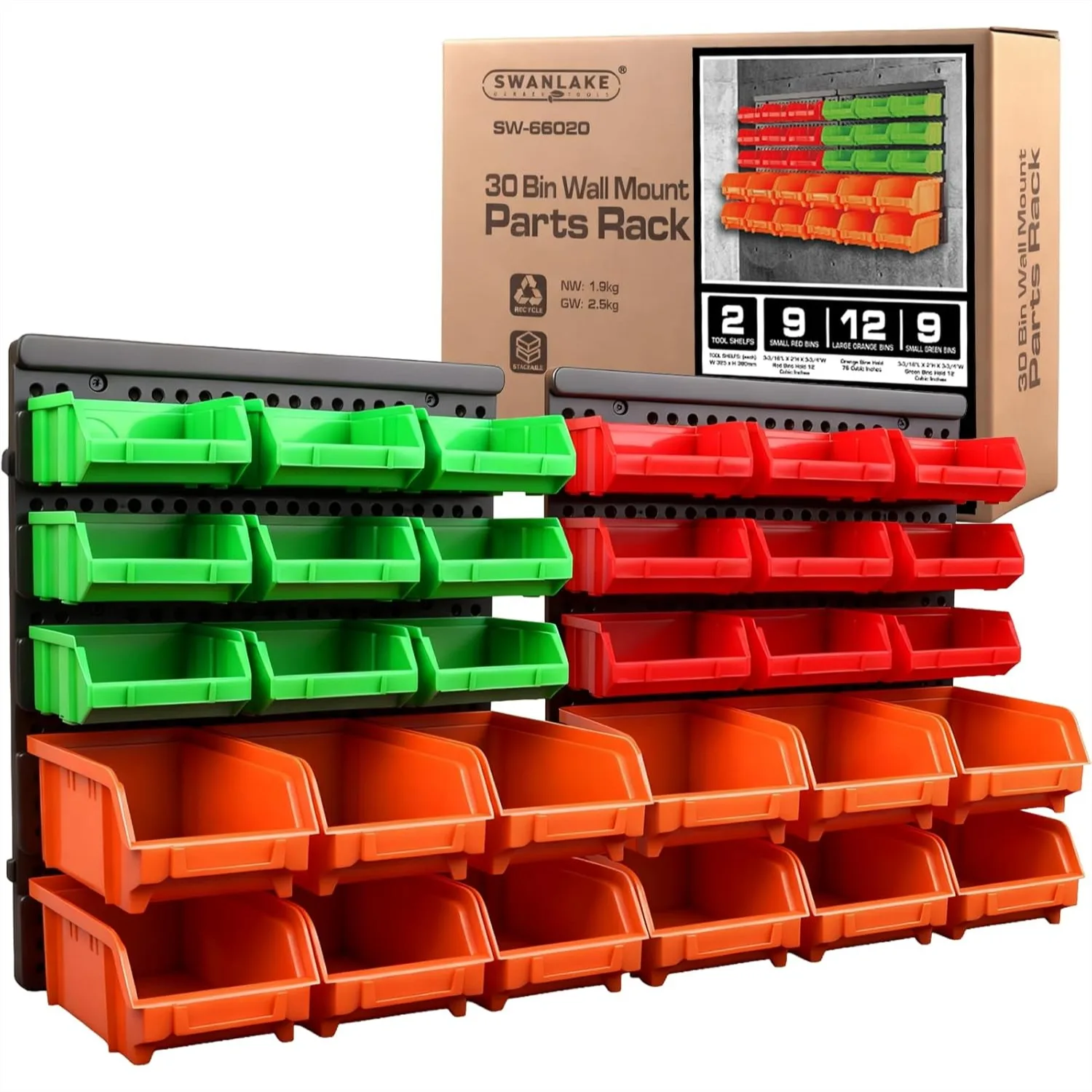30-Bin Wall-Mounted Storage Bins, Heavy-Duty Garage Tool Organizer with Adjustable and Removable Bins for Screws, Nuts, Bolts
30-Bin Wall-Mounted Storage Bins, Heavy-Duty Garage Tool Organizer with Adjustable and Removable Bins for Screws, Nuts, Bolts