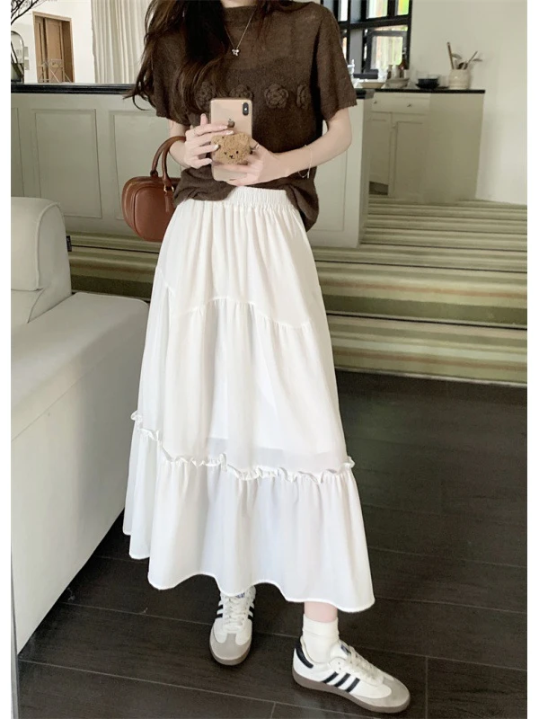 Women's Casual Solid Color Elastic Waist Skirt, Beach Skirts, High Waist, A-line, Long, Korean Fashion, Summer, New, Y2k, 2024
Women's Casual Solid Color Elastic Waist Skirt, Beach Skirts, High Waist, A-line, Long, Korean Fashion, Summer, New, Y2k, 2024