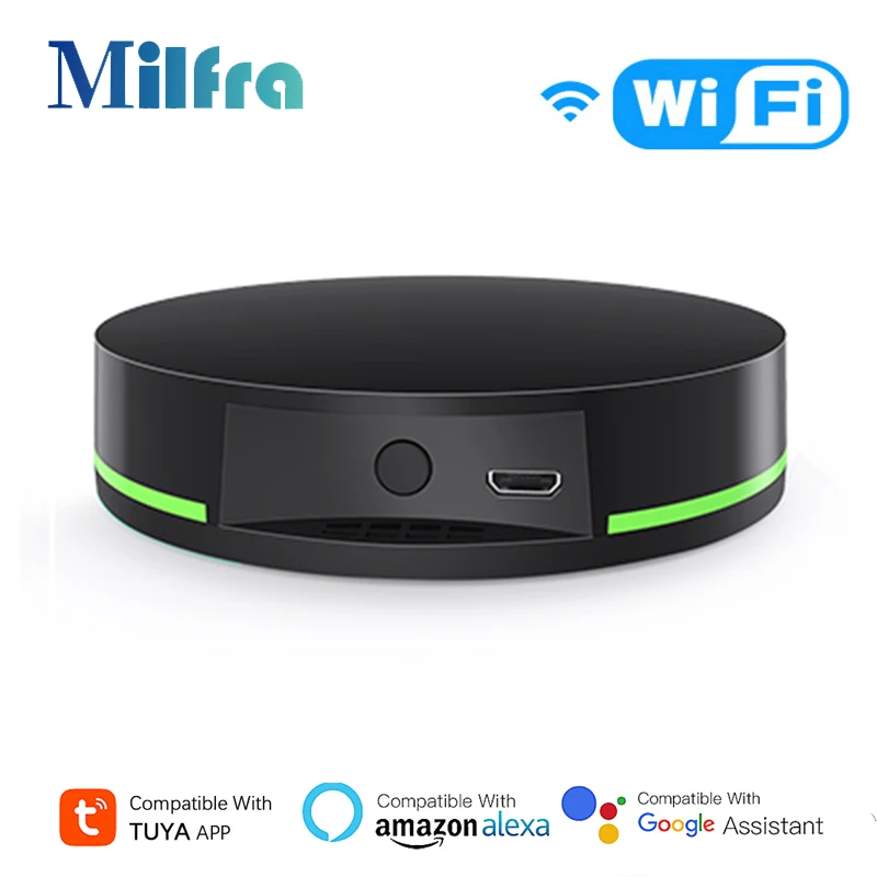 Milfra Smart Home Universal GatewayTuya WiFi Remote Control Infrared Controller For TV/Light Works With Alexa Google Assistant