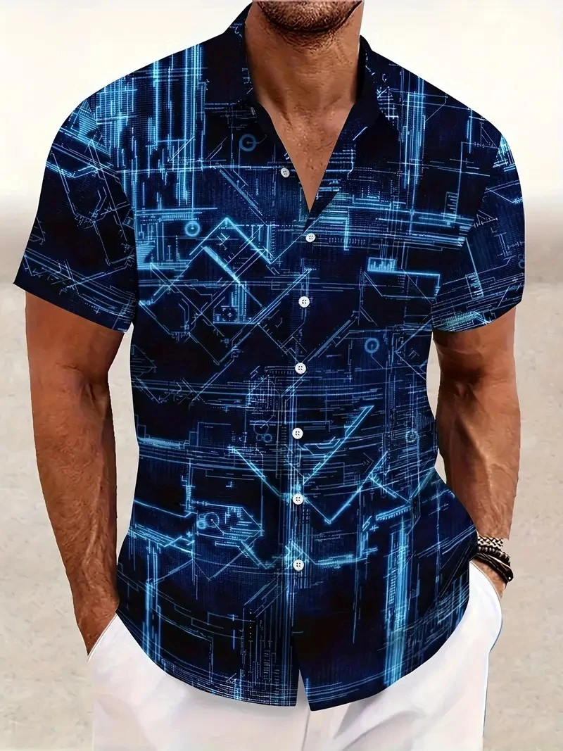 Летняя мужская рубашка с геометрическим рисунком, дышащая рубашка с воротником на пуговицах и лацканами, одежда, повседневные рубашки на пуговицах с короткими рукавами, топ
Летняя мужская рубашка с геометрическим рисунком, дышащая рубашка с воротником на пуговицах и лацканами, одежда, повседневные рубашки на пуговицах с короткими рукавами, топ