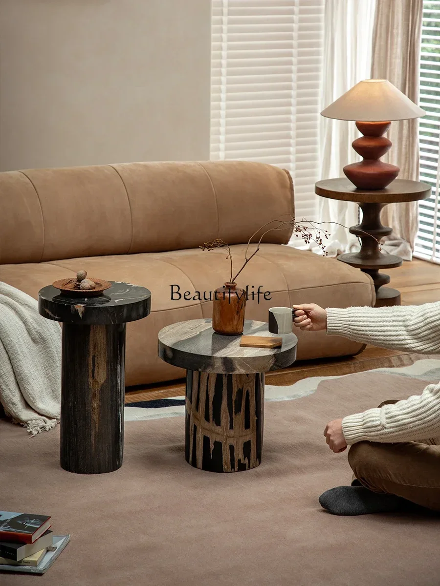 Wood fossil coffee table\ retro style round creative living room decoration tree jade rough stone combination coffee table
Wood fossil coffee table\ retro style round creative living room decoration tree jade rough stone combination coffee table