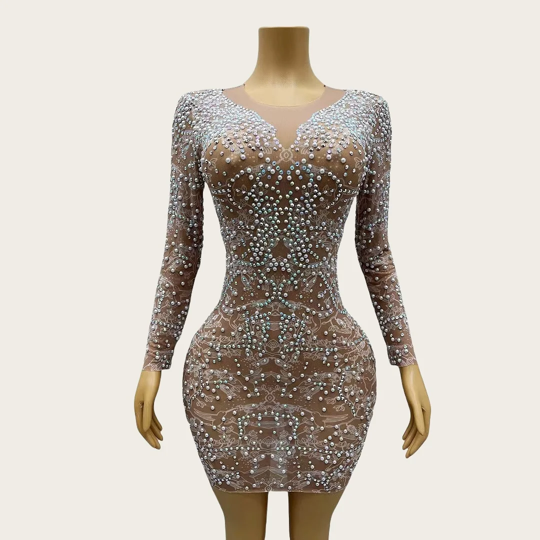 Tenghuafeiniao Sparkly Rhinestone Pearls Short Dress Festival Celebrate Party Outfit Mesh Evening Dress Sexy Women Prom Couture
Tenghuafeiniao Sparkly Rhinestone Pearls Short Dress Festival Celebrate Party Outfit Mesh Evening Dress Sexy Women Prom Couture
