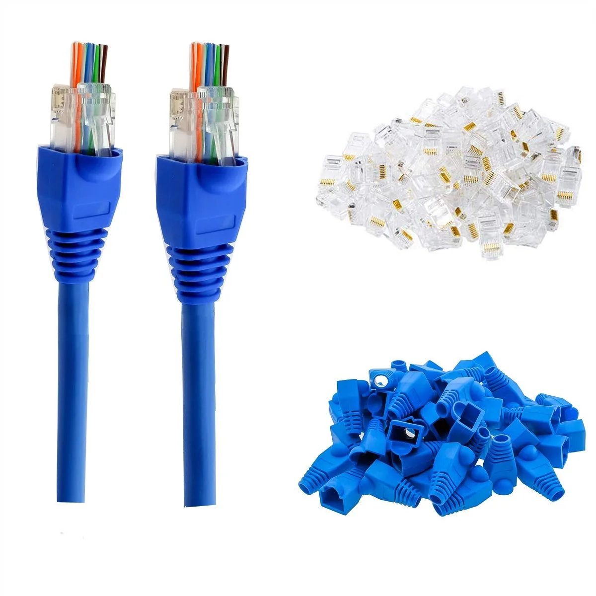 RJ45 Cat6 Pass Through Connectors Gold Plated 8P8C Ends with Strain Relief Boots for Ethernet Network Cable 200 Pack
RJ45 Cat6 Pass Through Connectors Gold Plated 8P8C Ends with Strain Relief Boots for Ethernet Network Cable 200 Pack