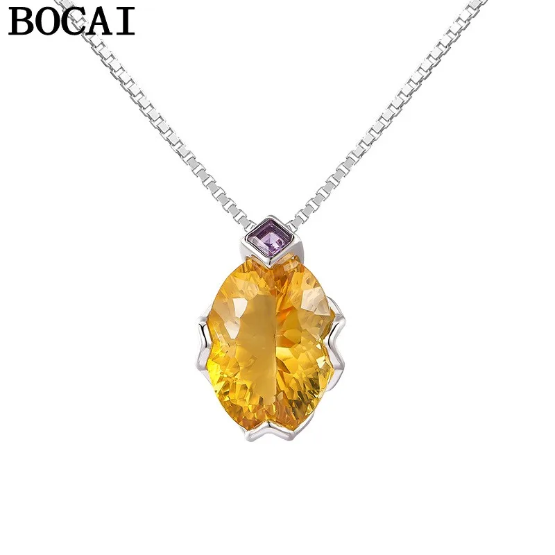 BOCAI S925 Sterling Silver Jewelry Simple And Fashionable Oval Shaped Natural Yellow Crystal Pendant Women's Selected Gift
BOCAI S925 Sterling Silver Jewelry Simple And Fashionable Oval Shaped Natural Yellow Crystal Pendant Women's Selected Gift