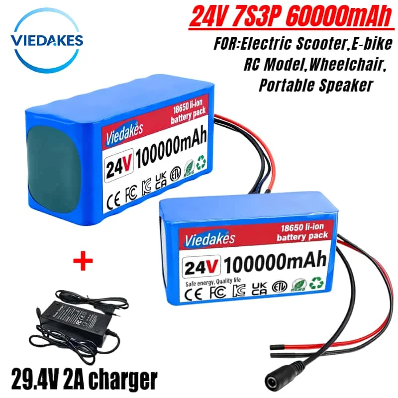 Viedakes 24V 7S3P 100000mAh battery 18650 24V Lithium Batteryfor RC model,scooter,Wheelchair battery 7s3p Battery Pack
Viedakes 24V 7S3P 100000mAh battery 18650 24V Lithium Batteryfor RC model,scooter,Wheelchair battery 7s3p Battery Pack