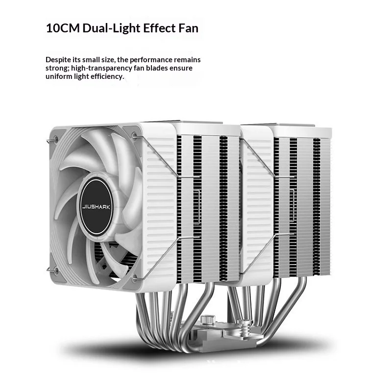 JIUSHARK 6-Heatpipe Air Cooler, 250W TDP with Dual 100mm ARGB Fans, Brushed Aluminum Top for Intel/AMD CPU
JIUSHARK 6-Heatpipe Air Cooler, 250W TDP with Dual 100mm ARGB Fans, Brushed Aluminum Top for Intel/AMD CPU