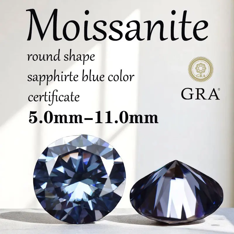Round Cut Moissanite Sapphire Blue Color Factory Wholesale Price for DIY Jewelry Making Materials with Certificate Charms Gem
Round Cut Moissanite Sapphire Blue Color Factory Wholesale Price for DIY Jewelry Making Materials with Certificate Charms Gem
