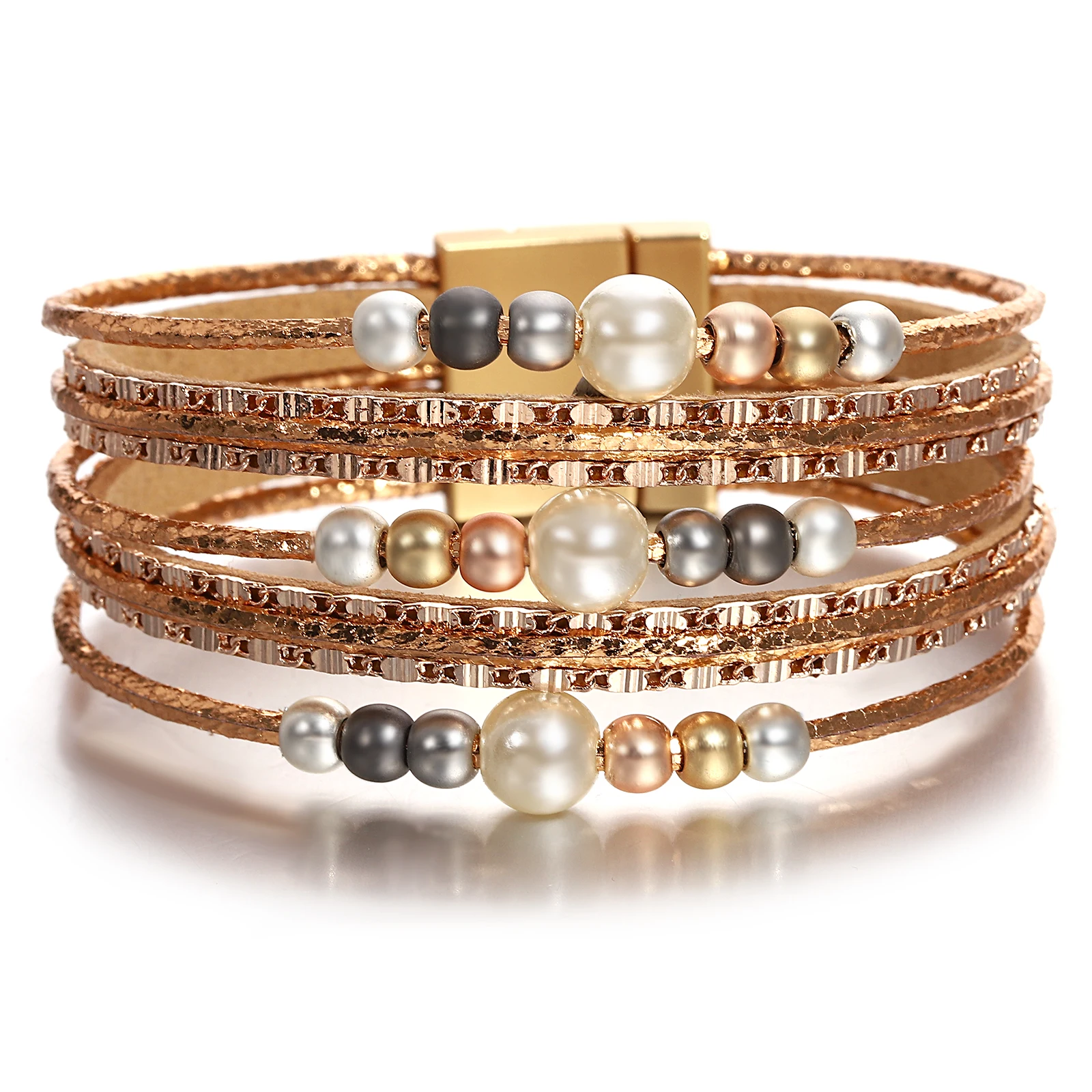 Amorcome Boho Pearl Beads Metal Chain Wrap Bracelets for Women Trendy Braided Leather Bracelets Summer Beach Jewelry Femme Gift
Amorcome Boho Pearl Beads Metal Chain Wrap Bracelets for Women Trendy Braided Leather Bracelets Summer Beach Jewelry Femme Gift