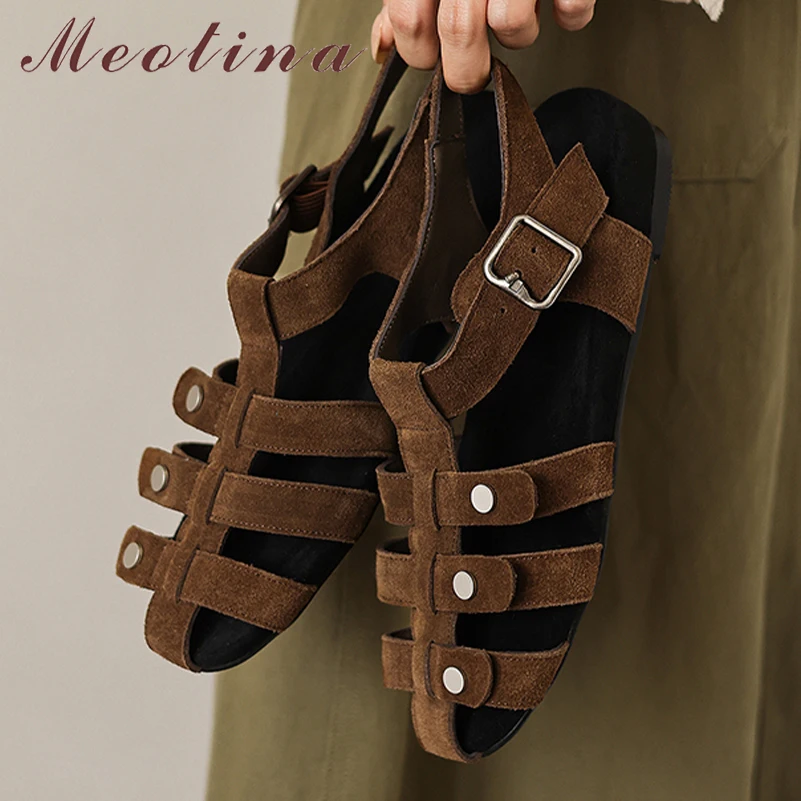 Meotina Women Genuine Leather Gladiator Sandals Round Toe Flats Buckle T-Tied Cow Suede Concise Ladies Fashion Shoes Summer
Meotina Women Genuine Leather Gladiator Sandals Round Toe Flats Buckle T-Tied Cow Suede Concise Ladies Fashion Shoes Summer