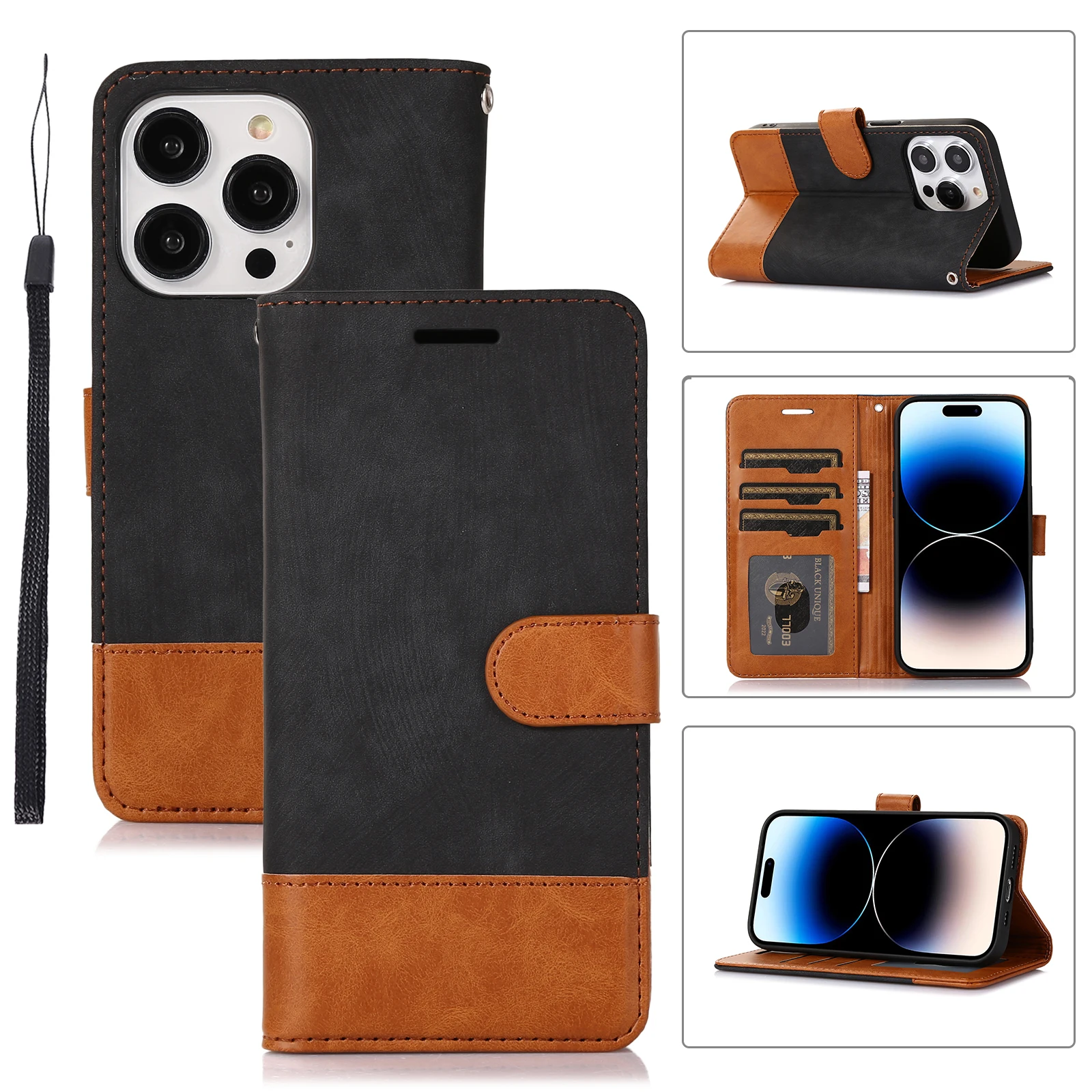 For iphone 14 / 14Pro phone leather case silicone soft shell contrast stitching card magnetic flip phone case iphone 14Pro Max
For iphone 14 / 14Pro phone leather case silicone soft shell contrast stitching card magnetic flip phone case iphone 14Pro Max