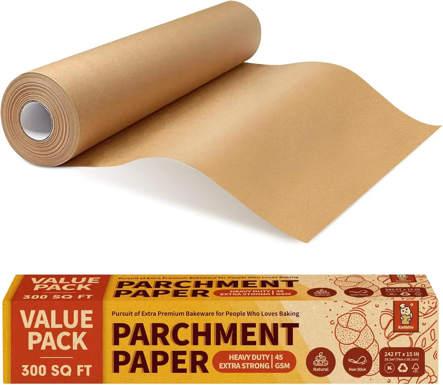 Unbleached Parchment Paper Roll, 15in x 242ft, 300 Sq.Ft, Non-Stick with Serrated Cutter for Baking, Cooking, Air Fryer
Unbleached Parchment Paper Roll, 15in x 242ft, 300 Sq.Ft, Non-Stick with Serrated Cutter for Baking, Cooking, Air Fryer