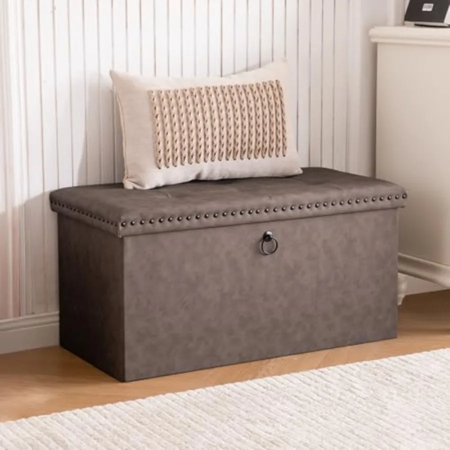 30 Inch Storage Ottoman Bench Foldable Feet Rest with Rivet Design 15 x 30 x 15 Inch End of Bed Bench Footstool Storage Chest L
30 Inch Storage Ottoman Bench Foldable Feet Rest with Rivet Design 15 x 30 x 15 Inch End of Bed Bench Footstool Storage Chest L
